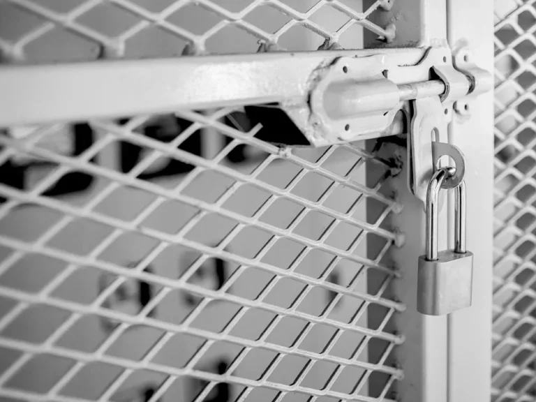 Locked expanded metal sheet enclosure